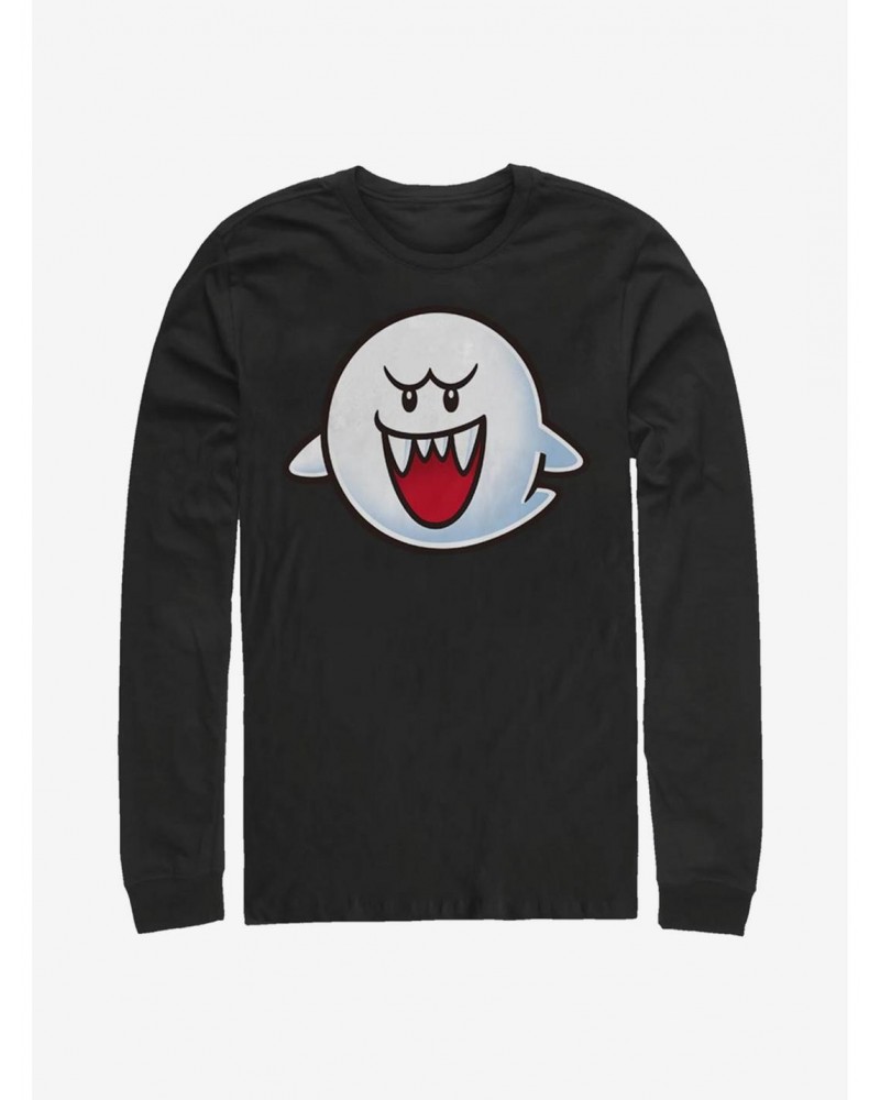 Super Mario Boo Face Long-Sleeve T-Shirt $11.52 T-Shirts