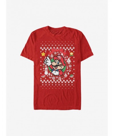 Super Mario Mario Wreath Christmas Sweater T-Shirt $6.02 T-Shirts