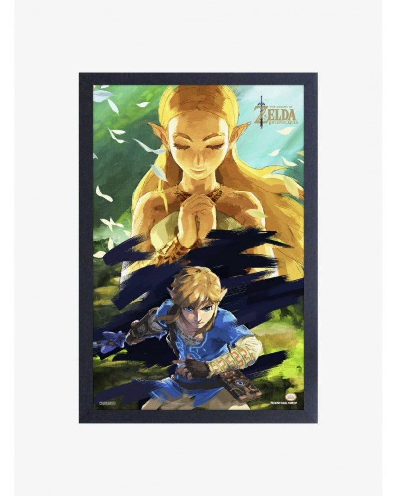 Nintendo Legend of Zelda Breath of the Wild Zelda & Link Framed Wood Wall Art $10.21 Merchandises