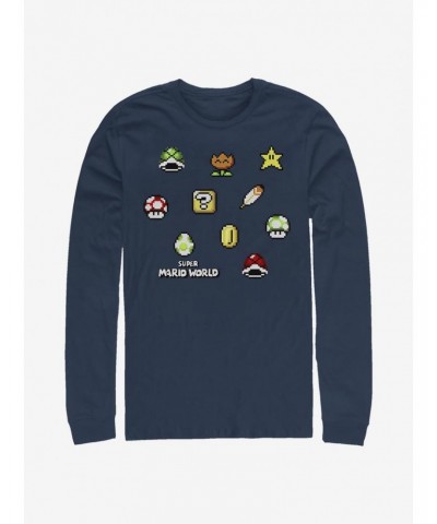 Super Mario Maker Items Scatter Long-Sleeve T-Shirt $8.75 T-Shirts