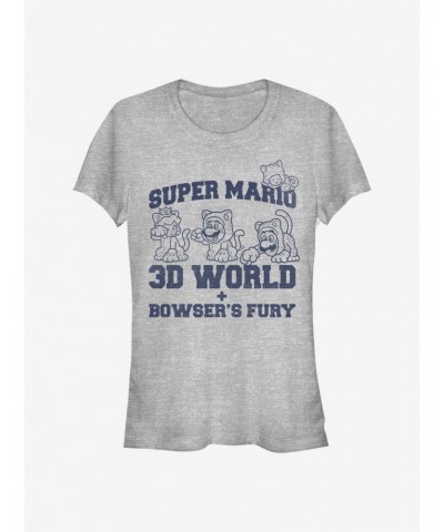 Super Mario 3D World Collegiate Girls T-Shirt $8.19 T-Shirts