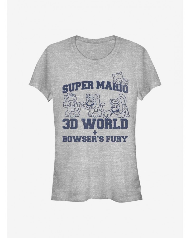 Super Mario 3D World Collegiate Girls T-Shirt $8.19 T-Shirts