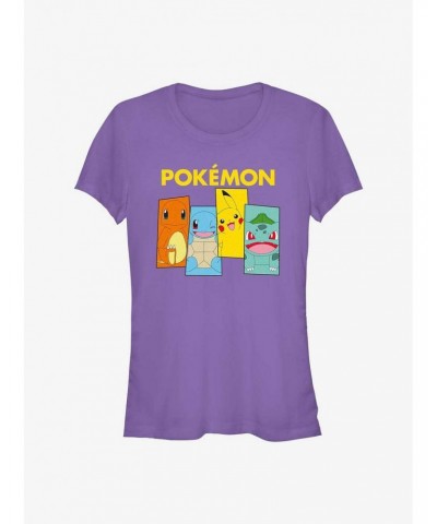 Pokemon Starter Pack Charmander, Squirtle, Pikachu, and Bulbasaur Girls T-Shirt $7.67 T-Shirts