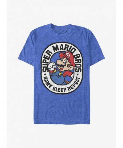 Nintendo Mario Game Sleep Repeat T-Shirt $5.52 T-Shirts