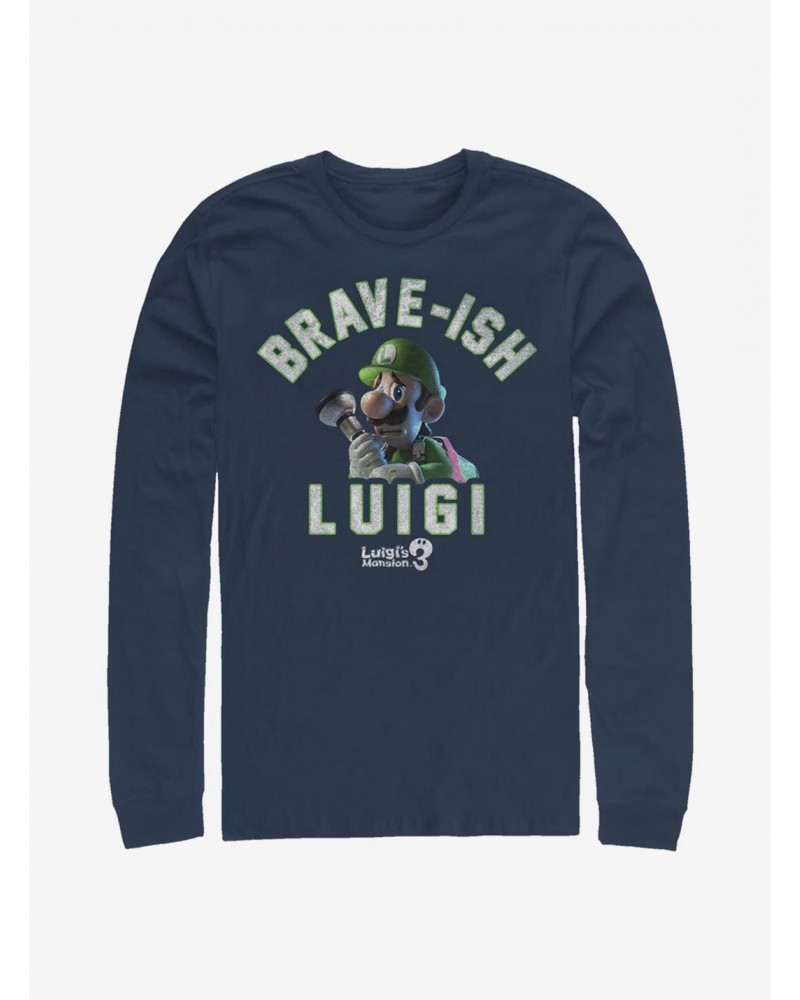 Super Mario Brave-Ish Luigi Long-Sleeve T-Shirt $10.36 T-Shirts