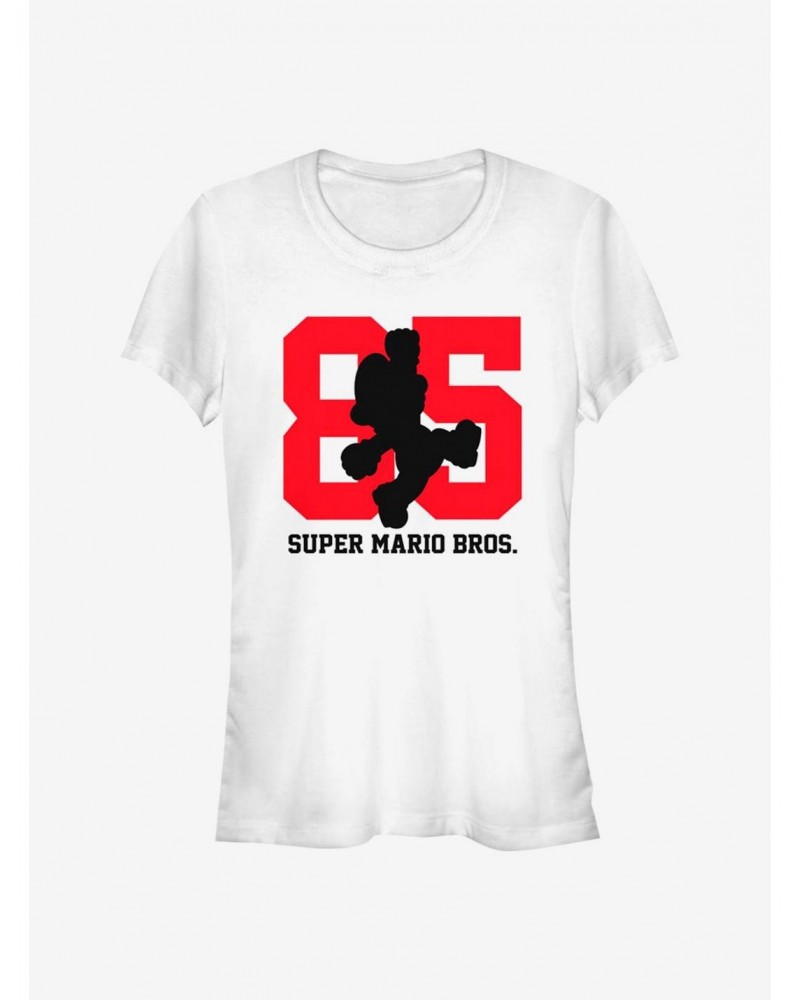 Super Mario 85 With Mario Silhouette Girls T-Shirt $8.37 T-Shirts