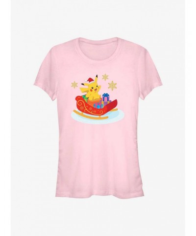 Pokemon Pikachu Sleigh Ride Girls T-Shirt $8.37 T-Shirts