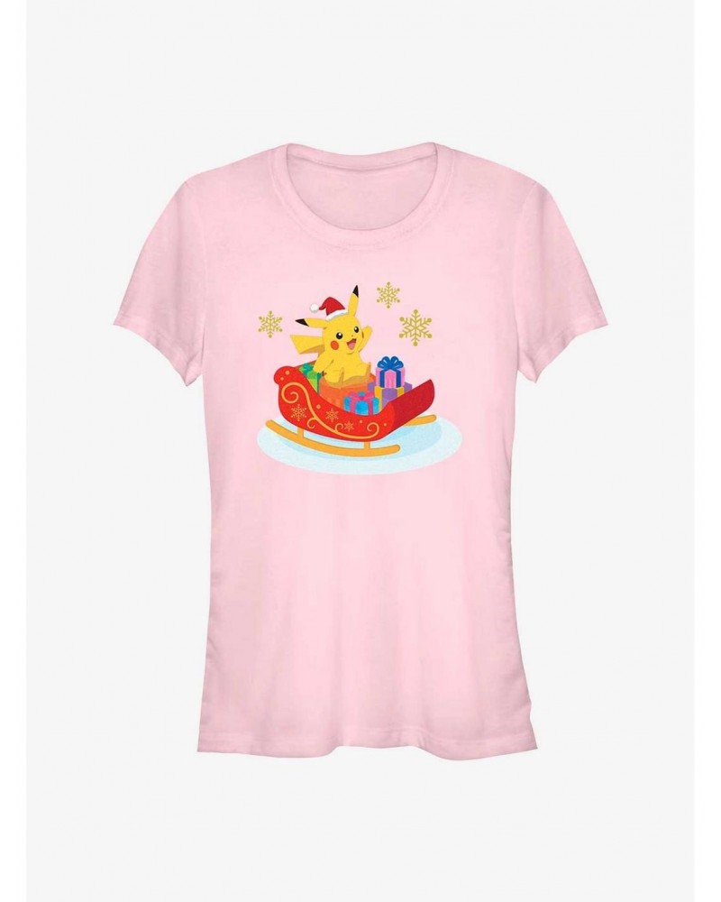 Pokemon Pikachu Sleigh Ride Girls T-Shirt $8.37 T-Shirts