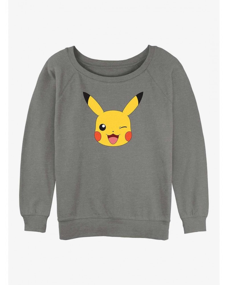 Pokemon Pikachu Face Girls Slouchy Sweatshirt $9.56 Sweatshirts