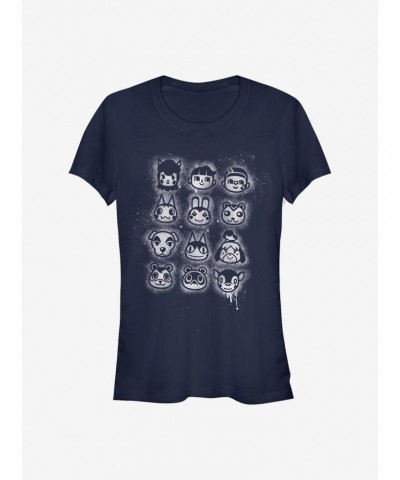 Nintendo Animal Crossing Villager Stencil Tilted Girls T-Shirt $8.72 T-Shirts