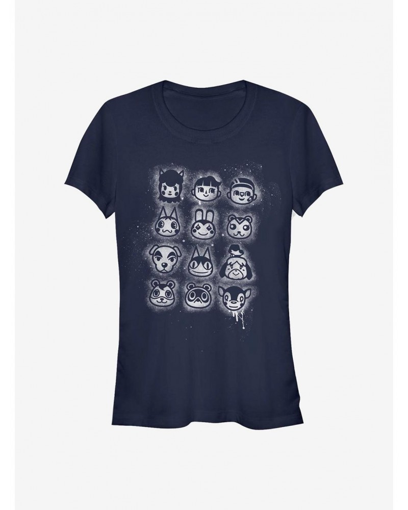 Nintendo Animal Crossing Villager Stencil Tilted Girls T-Shirt $8.72 T-Shirts