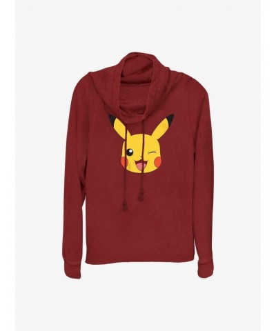 Pokemon Pikachu Face Cowl Neck Long-Sleeve Top $15.72 Tops