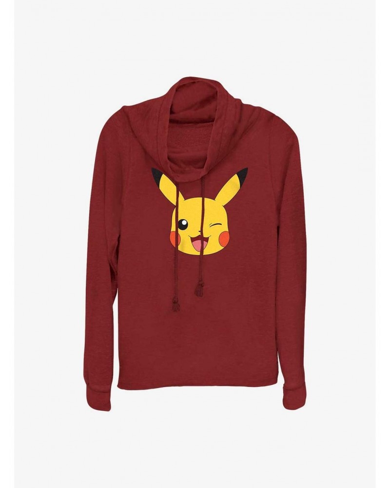 Pokemon Pikachu Face Cowl Neck Long-Sleeve Top $15.72 Tops