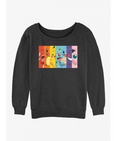 Pokemon Rainbow Faces Girls Slouchy Sweatshirt $10.07 Sweatshirts