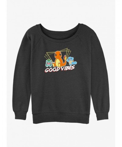 Pokemon Good Vibes Starters Girls Slouchy Sweatshirt $12.92 Sweatshirts