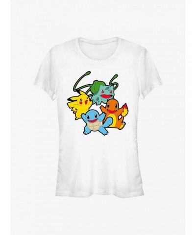 Pokemon Classic Group Bulbasaur, Pikachu, Charmander, and Squirtle Girls T-Shirt $8.19 T-Shirts