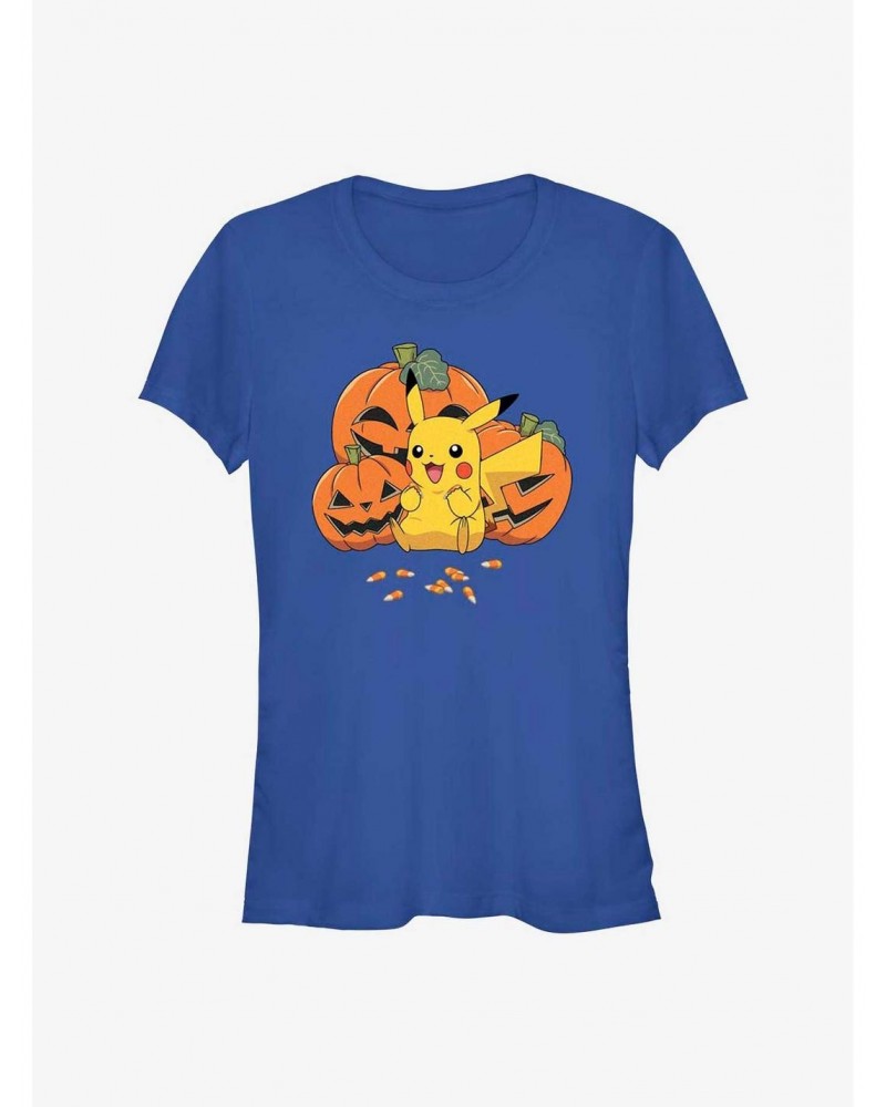 Pokemon Pikachu Pumpkins & Candy Corn Girls T-Shirt $8.37 T-Shirts