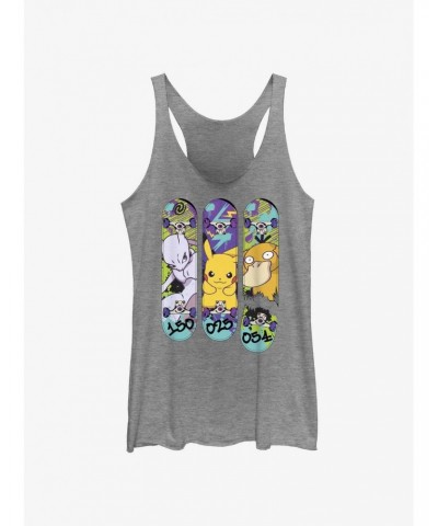 Pokemon Mewtwo, Pikachu, and Psyduck Skateboard Deck Art Girls Tank $5.98 Tanks