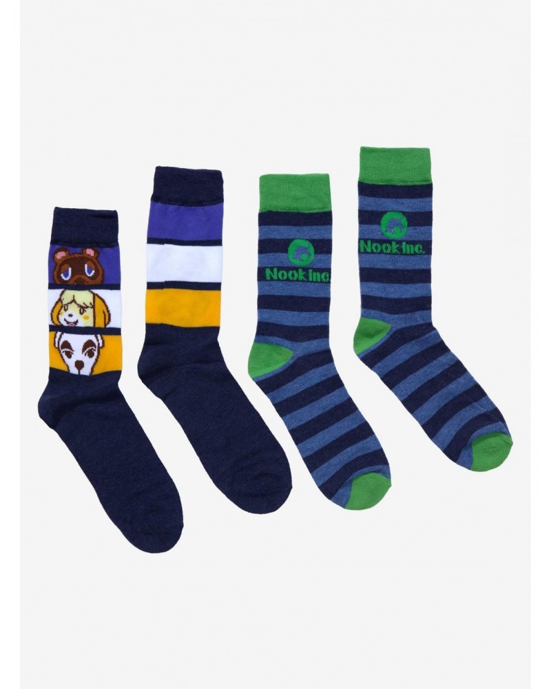 Animal Crossing: New Horizons Nook Inc. Panels Crew Socks 2 Pair $2.89 Merchandises