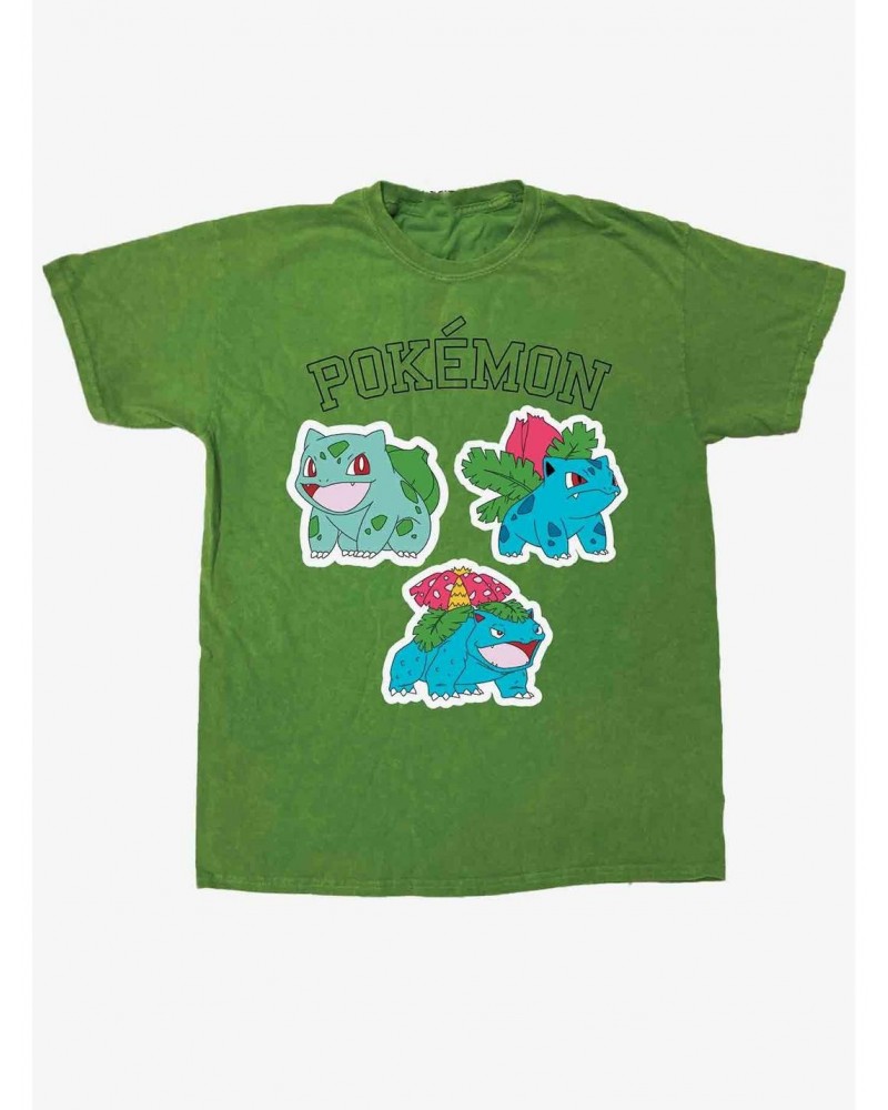 Pokemon Grass Types Pigment Wash Boyfriend Fit Girls T-Shirt $4.16 T-Shirts