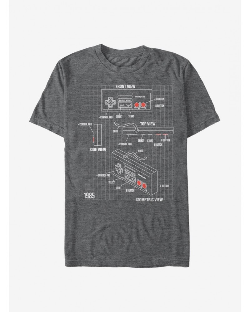 Nintendo Schematic NES Controller T-Shirt $7.36 T-Shirts