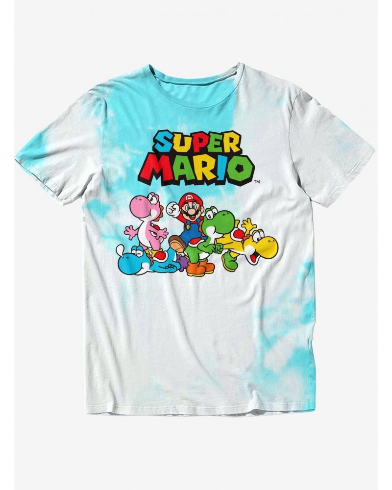 Super Mario Yoshi Tie-Dye Boyfriend Fit Girls T-Shirt $11.03 T-Shirts