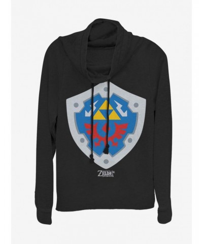 Nintendo The Legend of Zelda: Link's Awakening Hylian Shield Cowl Neck Long-Sleeve Girls Top $15.40 Tops