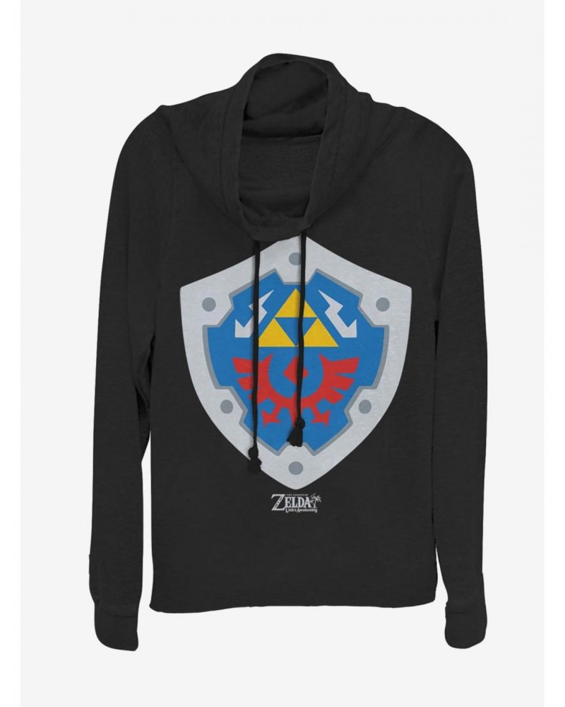 Nintendo The Legend of Zelda: Link's Awakening Hylian Shield Cowl Neck Long-Sleeve Girls Top $15.40 Tops