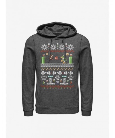 Nintendo Mario 8-Bit Xmas Stack Hoodie $12.89 Hoodies