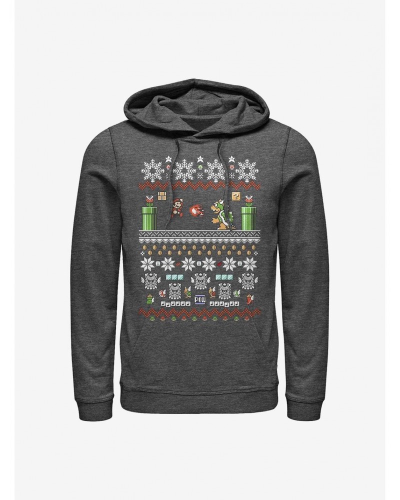 Nintendo Mario 8-Bit Xmas Stack Hoodie $12.89 Hoodies