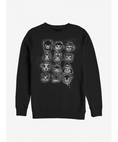 Nintendo Animal Crossing Villager Stencil Tilted Crew Sweatshirt $12.66 Sweatshirts