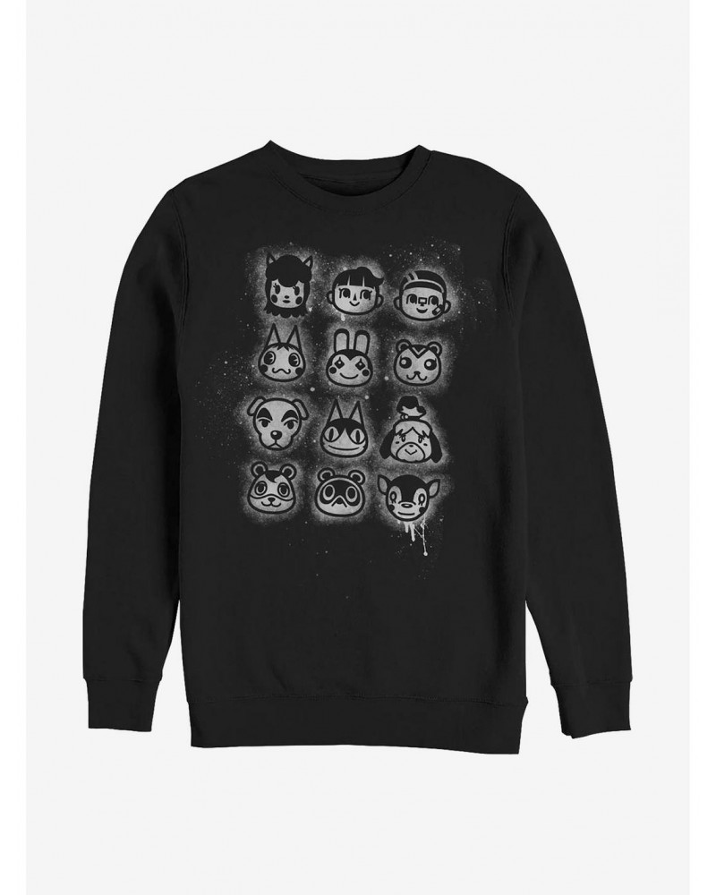 Nintendo Animal Crossing Villager Stencil Tilted Crew Sweatshirt $12.66 Sweatshirts