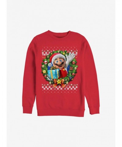 Super Mario Mario Wreath Holiday Sweatshirt $8.01 Sweatshirts